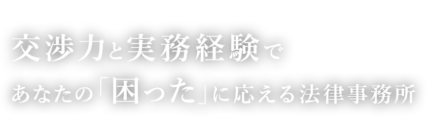 交渉力と実務経験であなたの「困った」に応える法律事務所